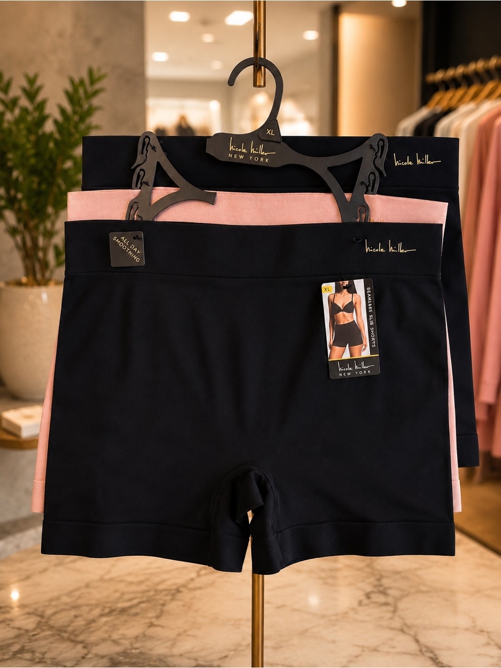 🌙✨🆕 Nicole Miller Seamless Shaping Shorts Set XL – Soft & Comfortable